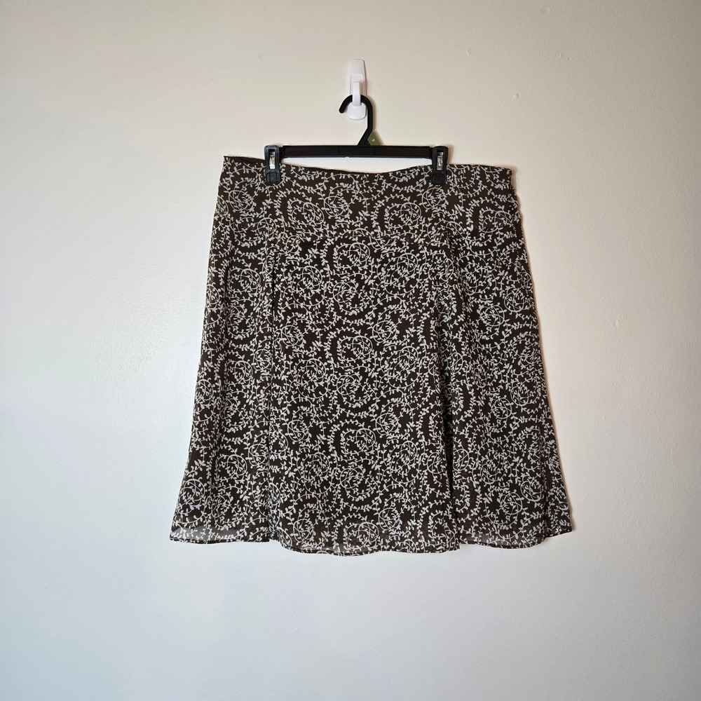 George ME Mark Eisen Brown White Vine‎ Print A-Line Skirt Size 16 GME38119
